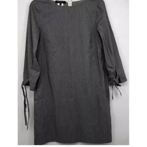 Lafayette 148 NY Women's Striped V-Neck Dress Black Long Sleeve S